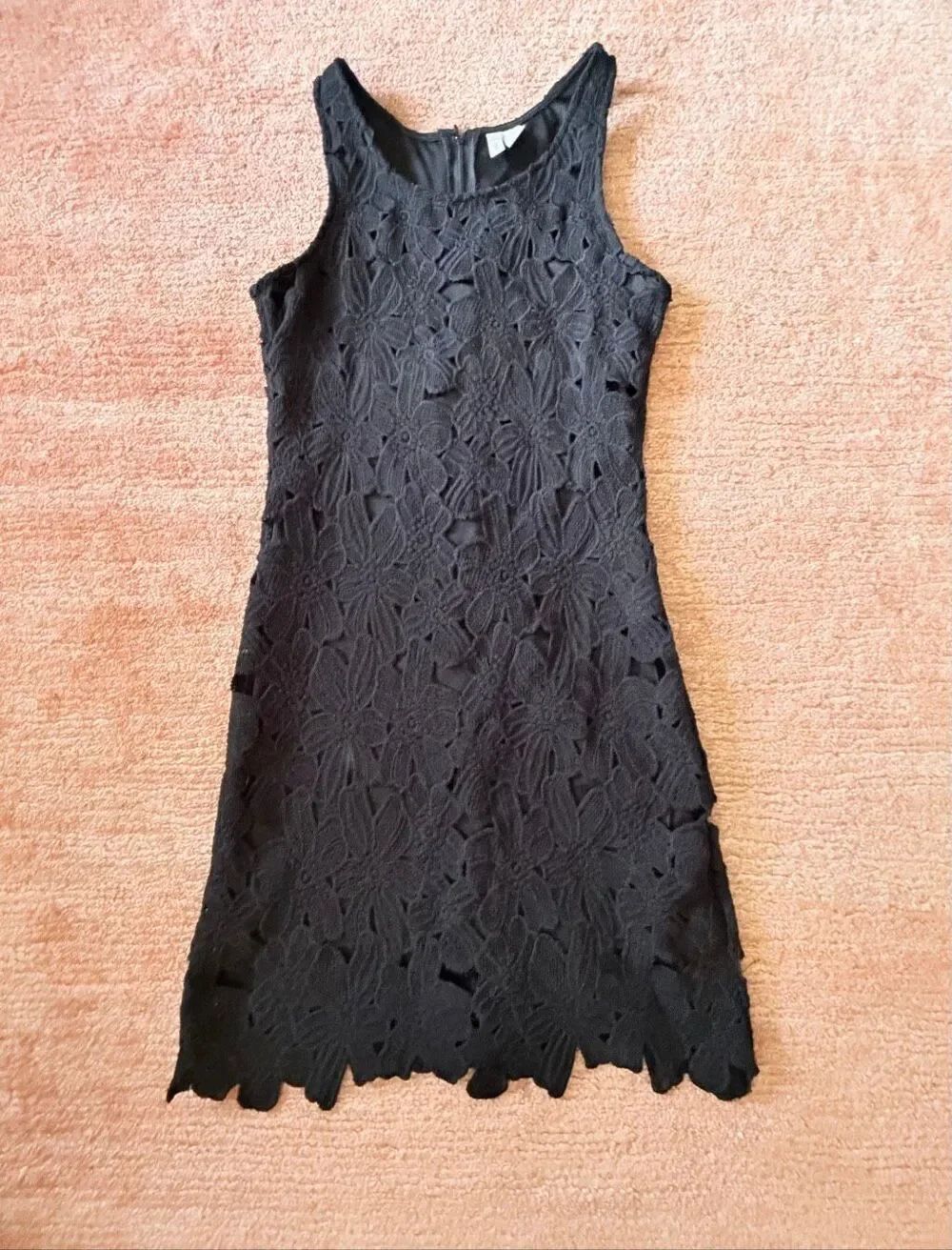 Japna Black Floral Lace Sheath Dress Sleeveless Size S